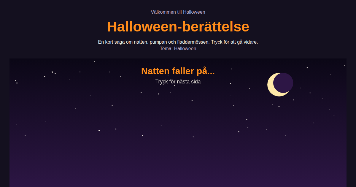 Skärmbild av Halloween-berättelse