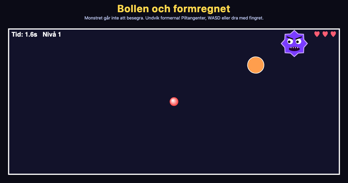 Skärmbild av Bollen och formregnet