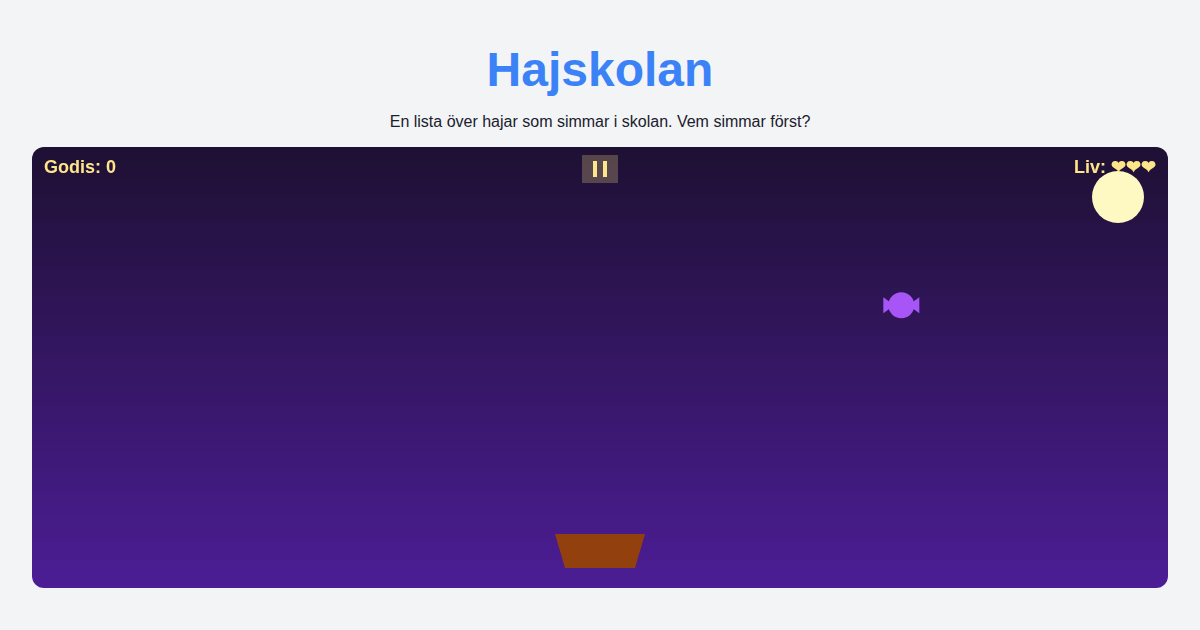Skärmbild av Hajskolan